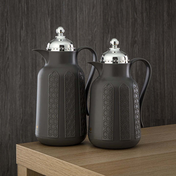 Almarjan 2 Pieces Vacuum Flask Set Elephant Grey & Silver - GT110-070/100 EG/C