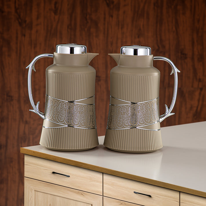 Almarjan 2 Pieces Vacuum Flask Set Khaki & Silver - GT112AB-100 NRM/C