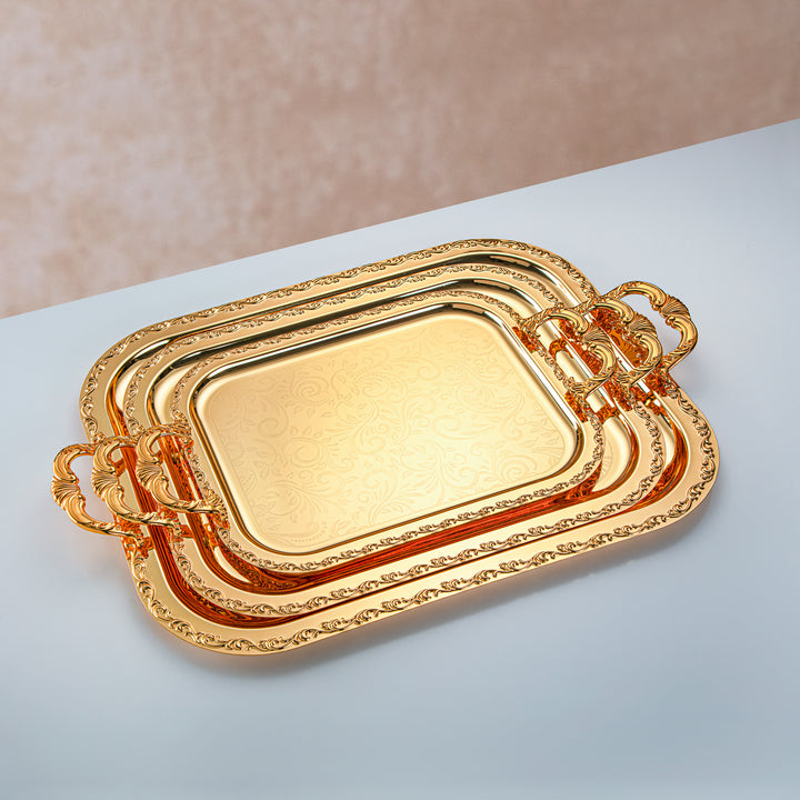 Almarjan 3 Pieces Serving Tray Set Gold - HT2305006