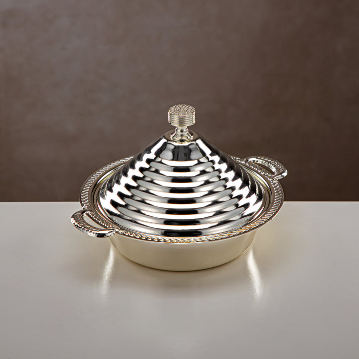 Almarjan 15.5 CM Date Bowl With Cover Silver - HT2305027