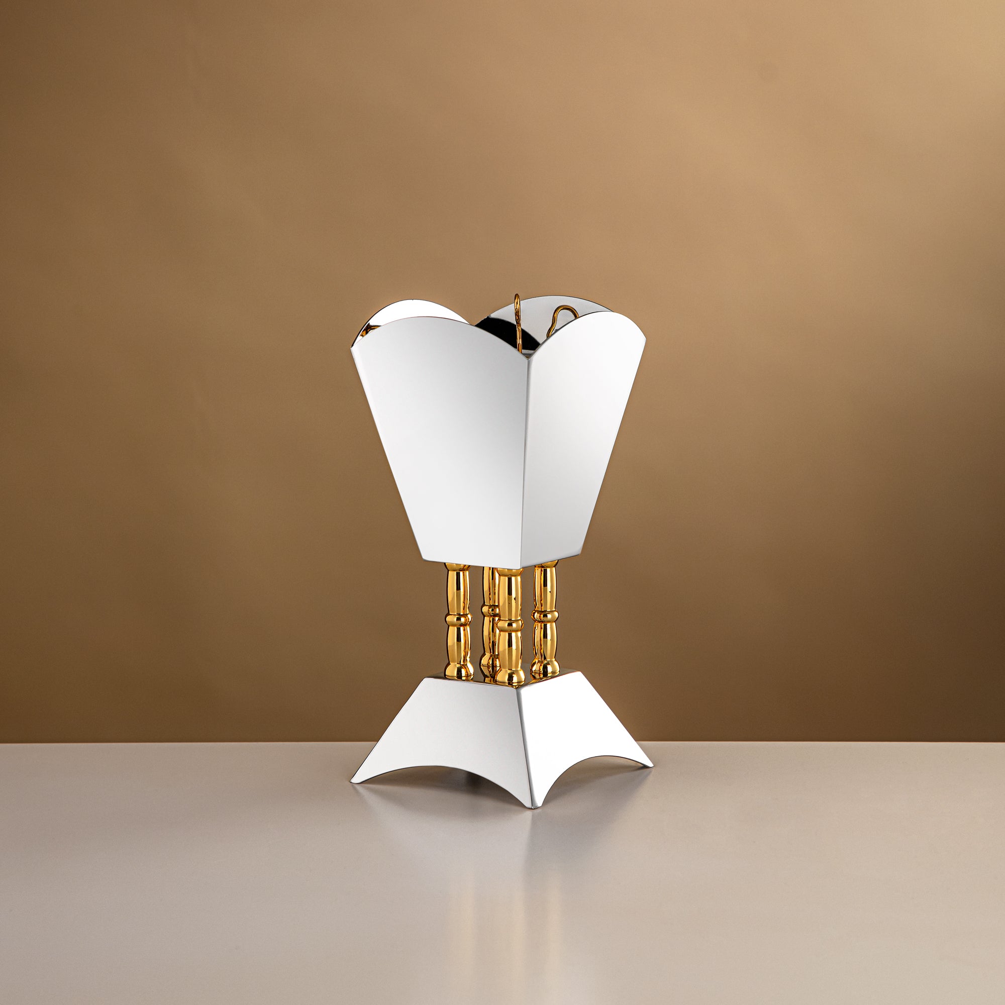 المرجان مبخرة بطول 20.5 سم فضية وذهبية لامعة - HT2506062