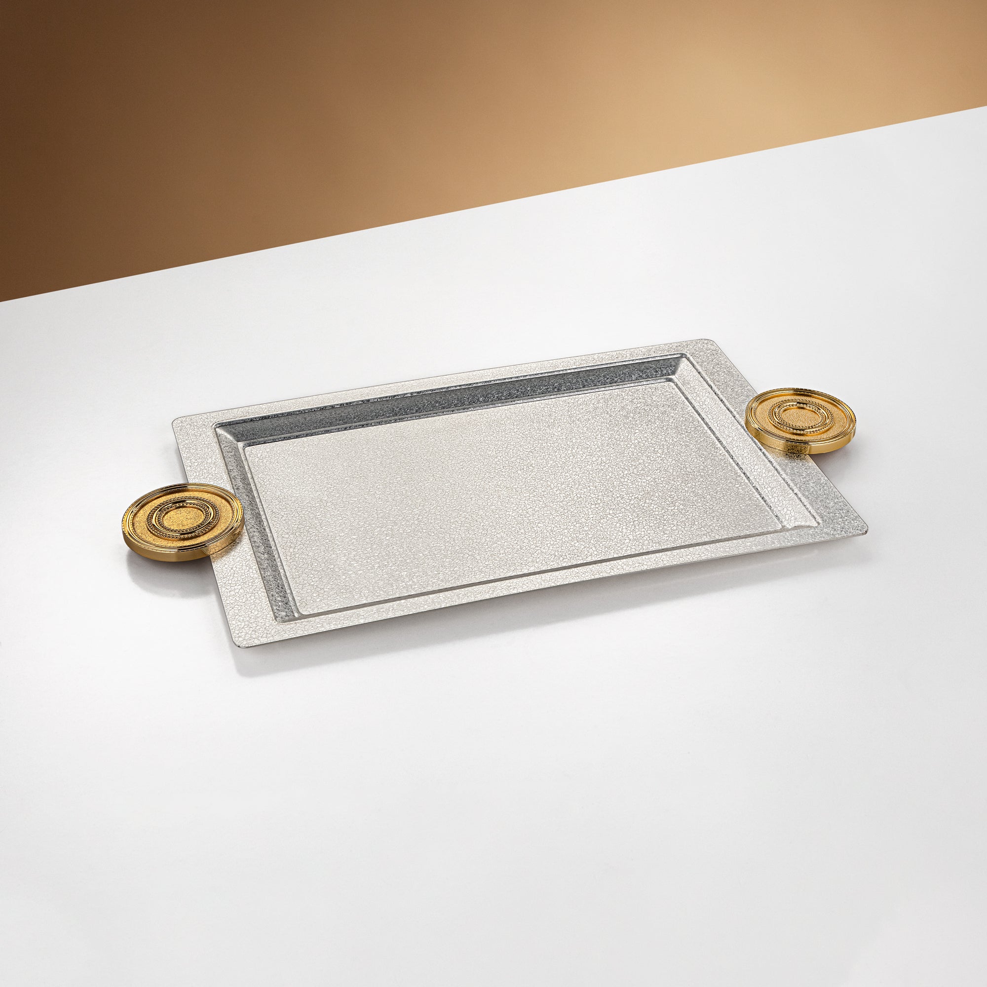 Almarjan Serving Tray 54 cm Silver & Gold Crackle