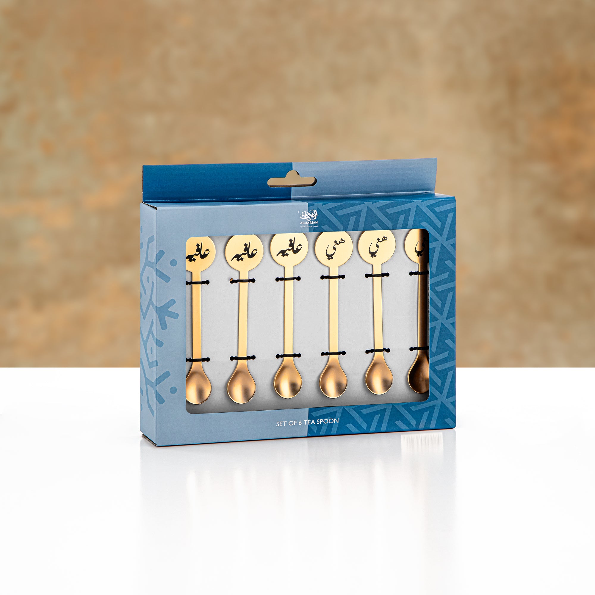طقم ملاعق شاي المرجان، 6 قطع، ذهبي غير لامع