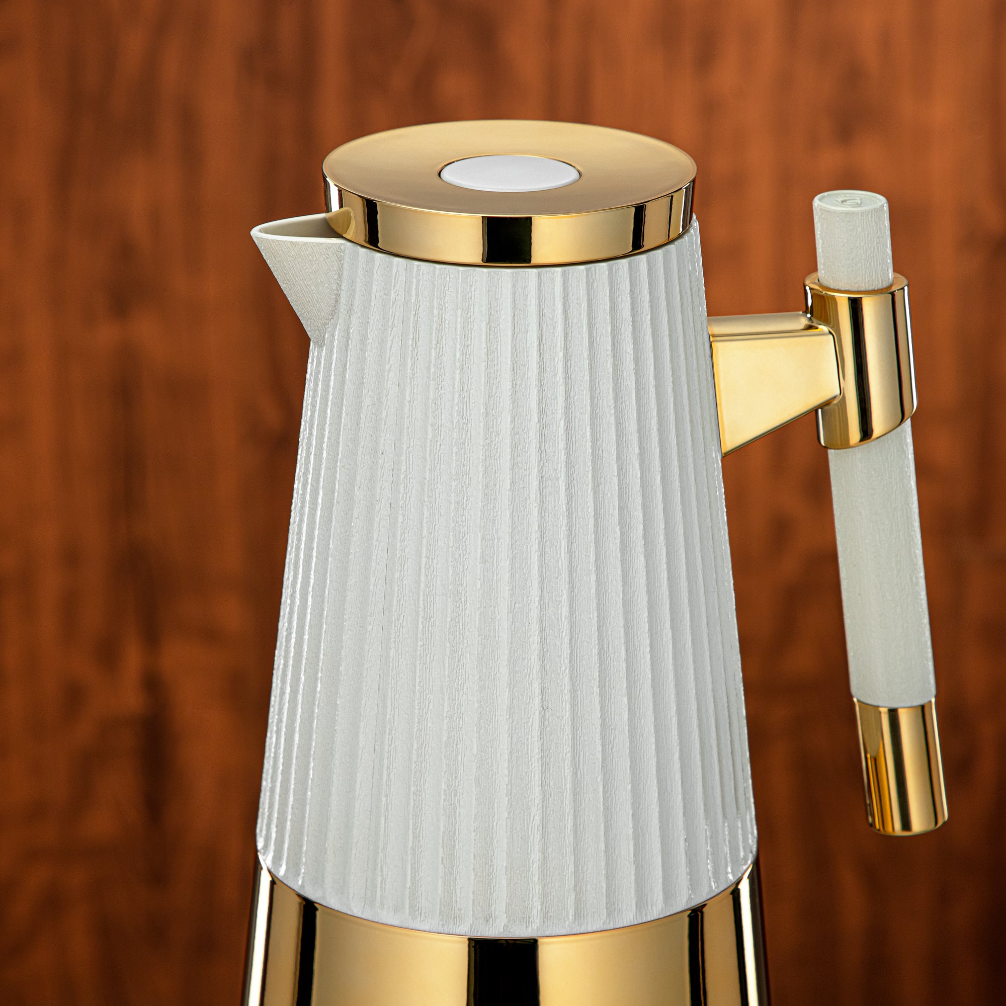 Almarjan Vacuum Flask Set 1L + 1L Pearl White & Gold