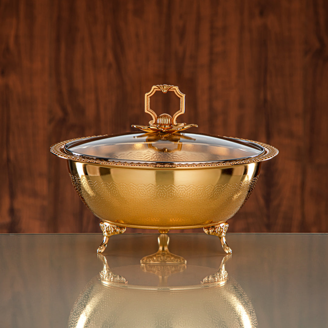 Almarjan Date Bowl 23CM (RBG4432L-G) - Golden Glass Cover | Ramadan & Eid