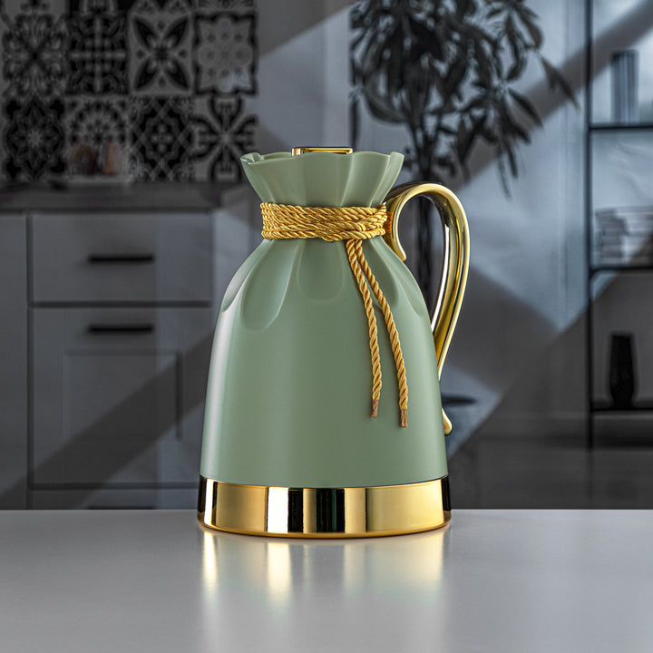 Almarjan 1 Liter Vacuum Flask Willow Green & Gold - SM-2D932-100 WLG/G/G