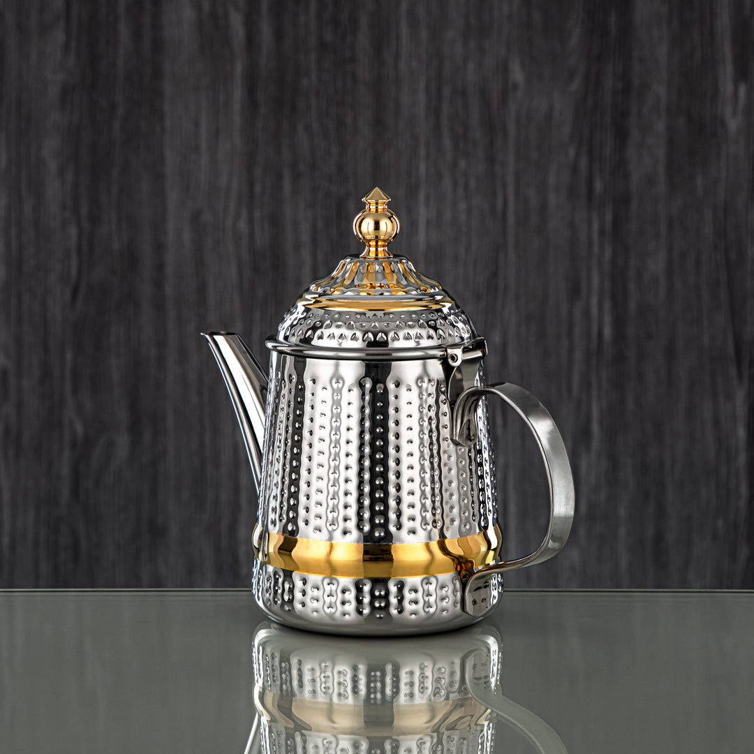 Almarjan 35 Ounce Barari Collection Stainless Steel Teapot Silver & Gold - STS0013057