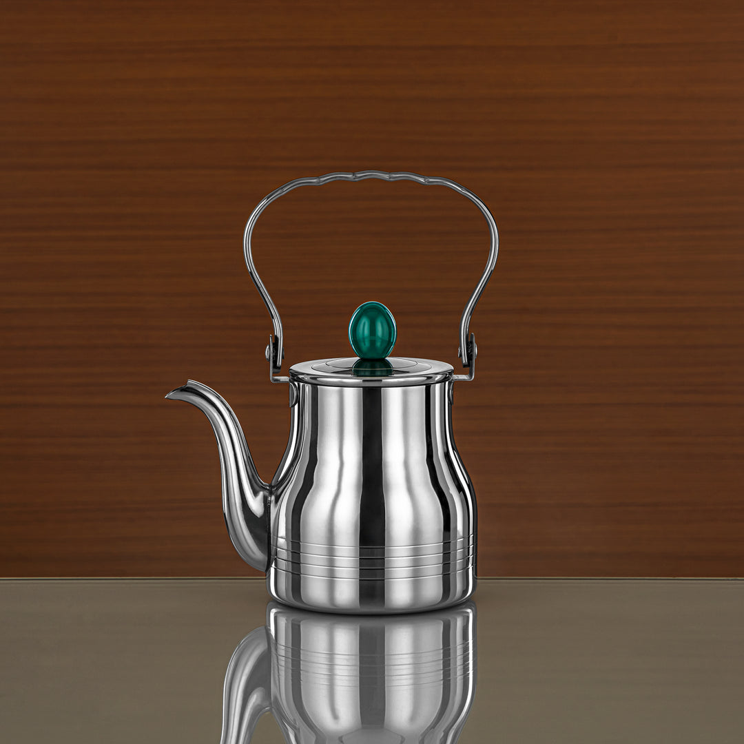Almarjan 0.7 Liter Elegance Collection Stainless Steel Tea Kettle Silver & Green - STS0013141