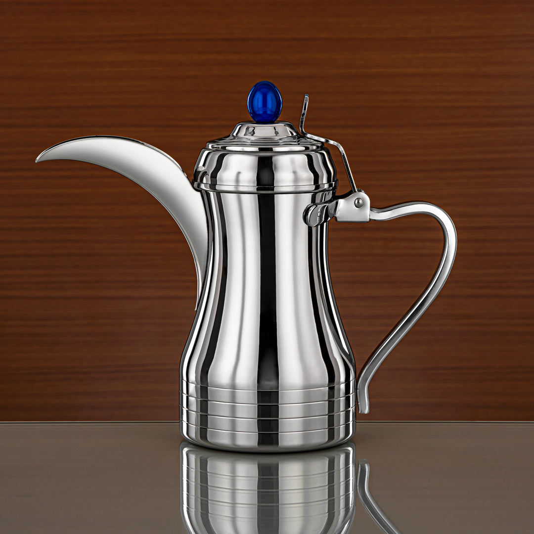 Almarjan 48 Ounce Elegance Collection Stainless Steel Coffee Pot Silver & Blue - STS0013146