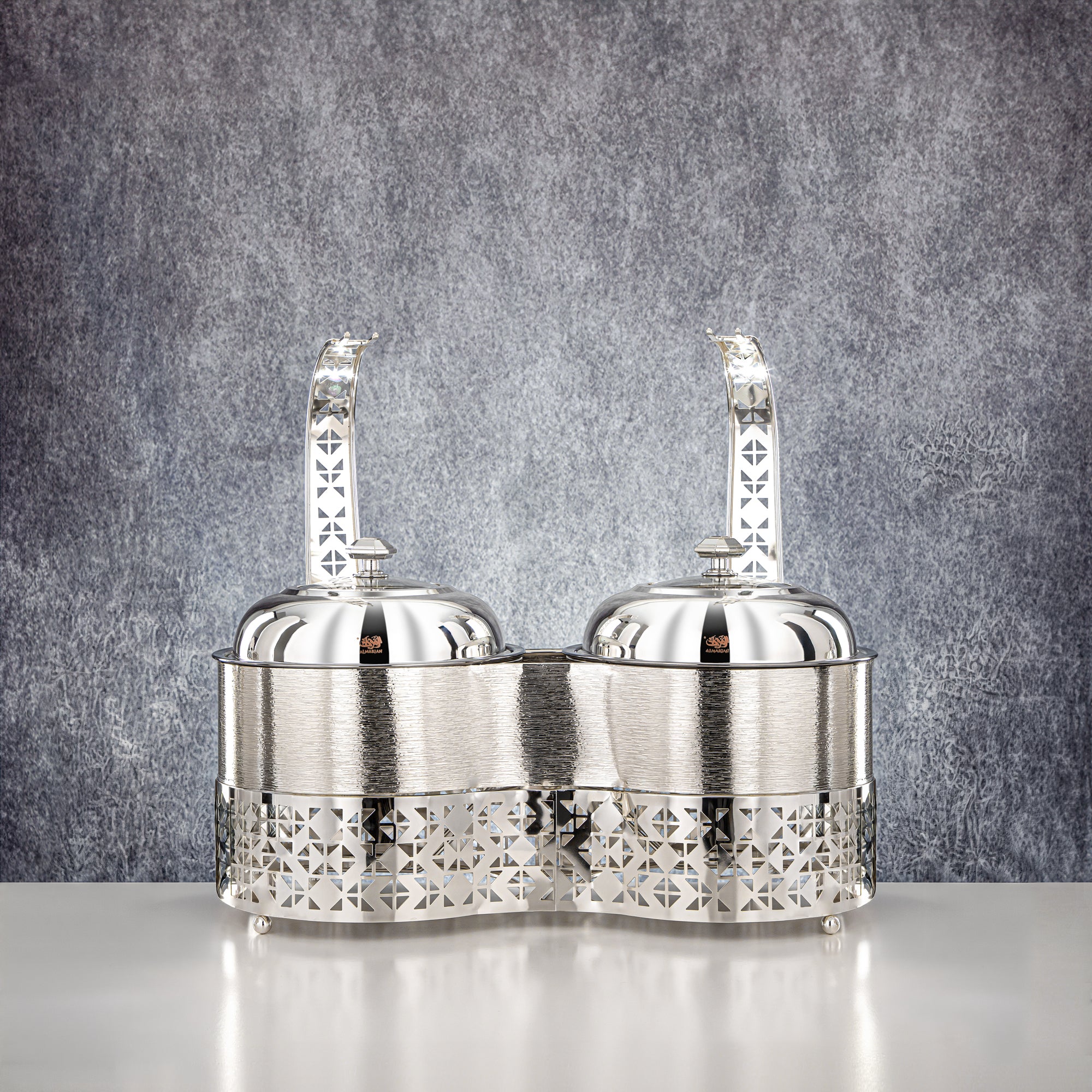 المرجان 2000 مل + 2000 مل طبق تسخين مزدوج فضي - STS0013345