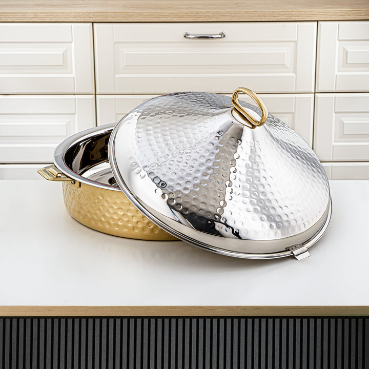 Almarjan 35 CM Abeer Collection Stainless Steel Hot Pot Silver & Gold - H24M20PG