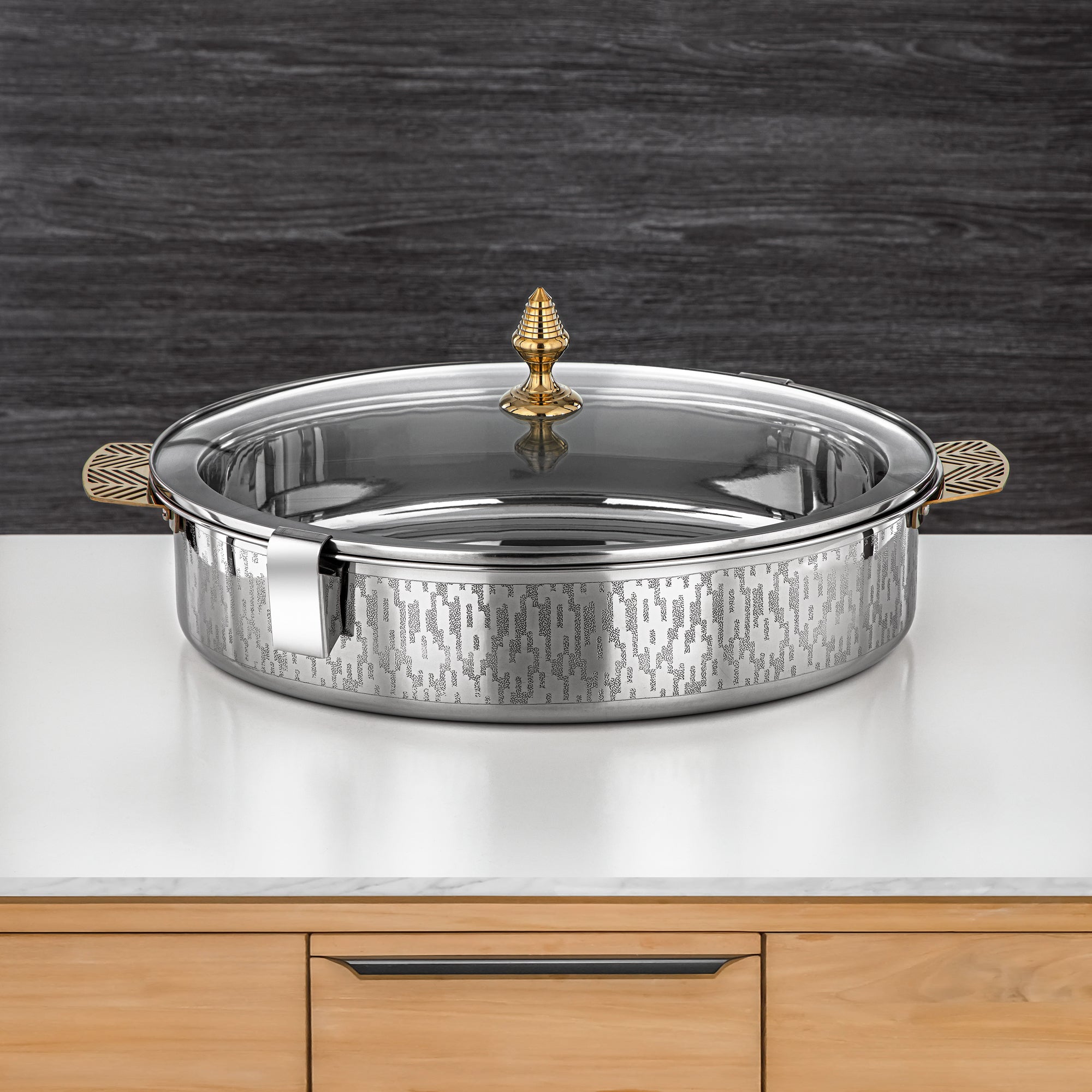 Almarjan Mandi Collection Hot Pot 40cm Silver & Gold