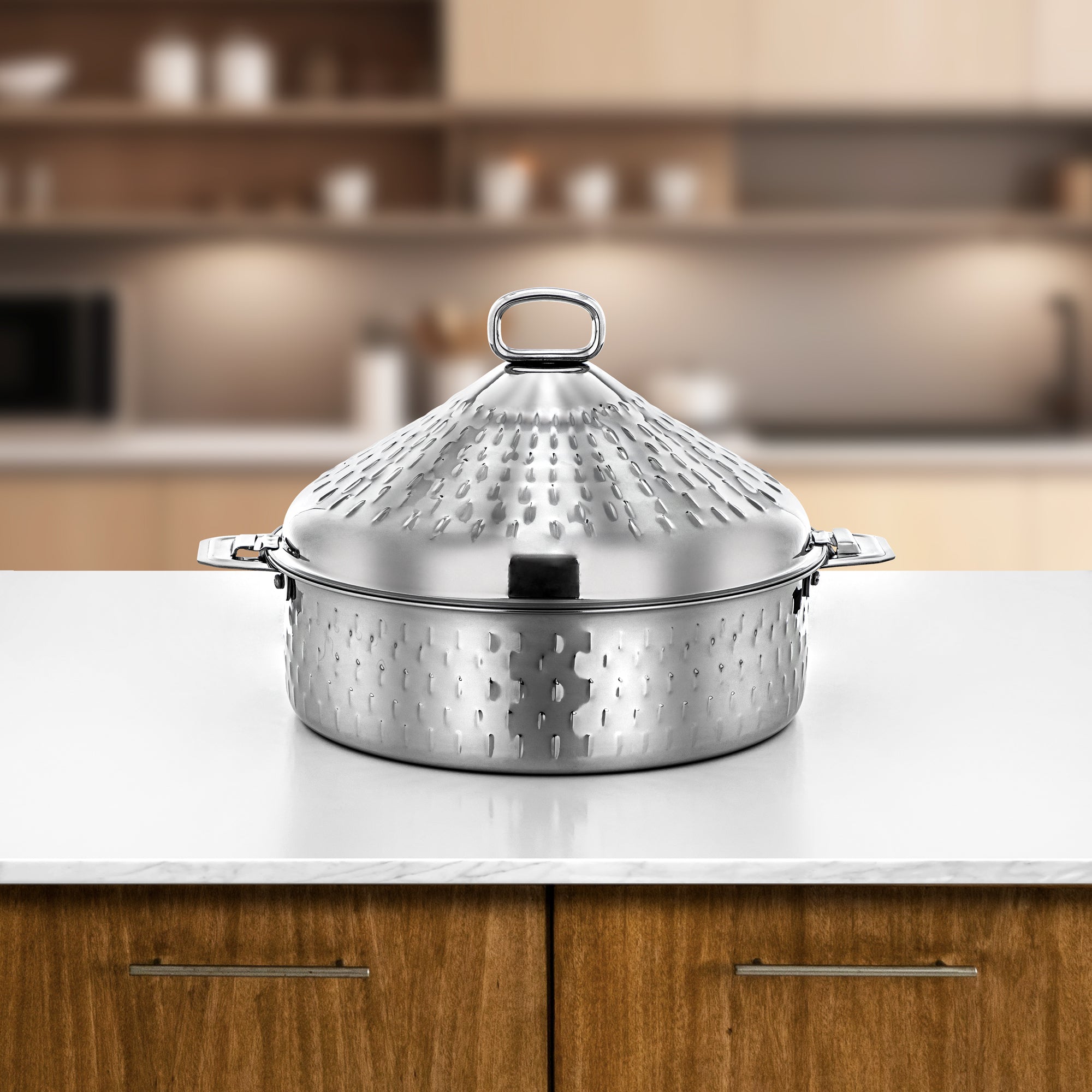 Almarjan Hot Pot Stainless Steel, 30CM (4800ML), Silver (H25M7) - Abeer Collection