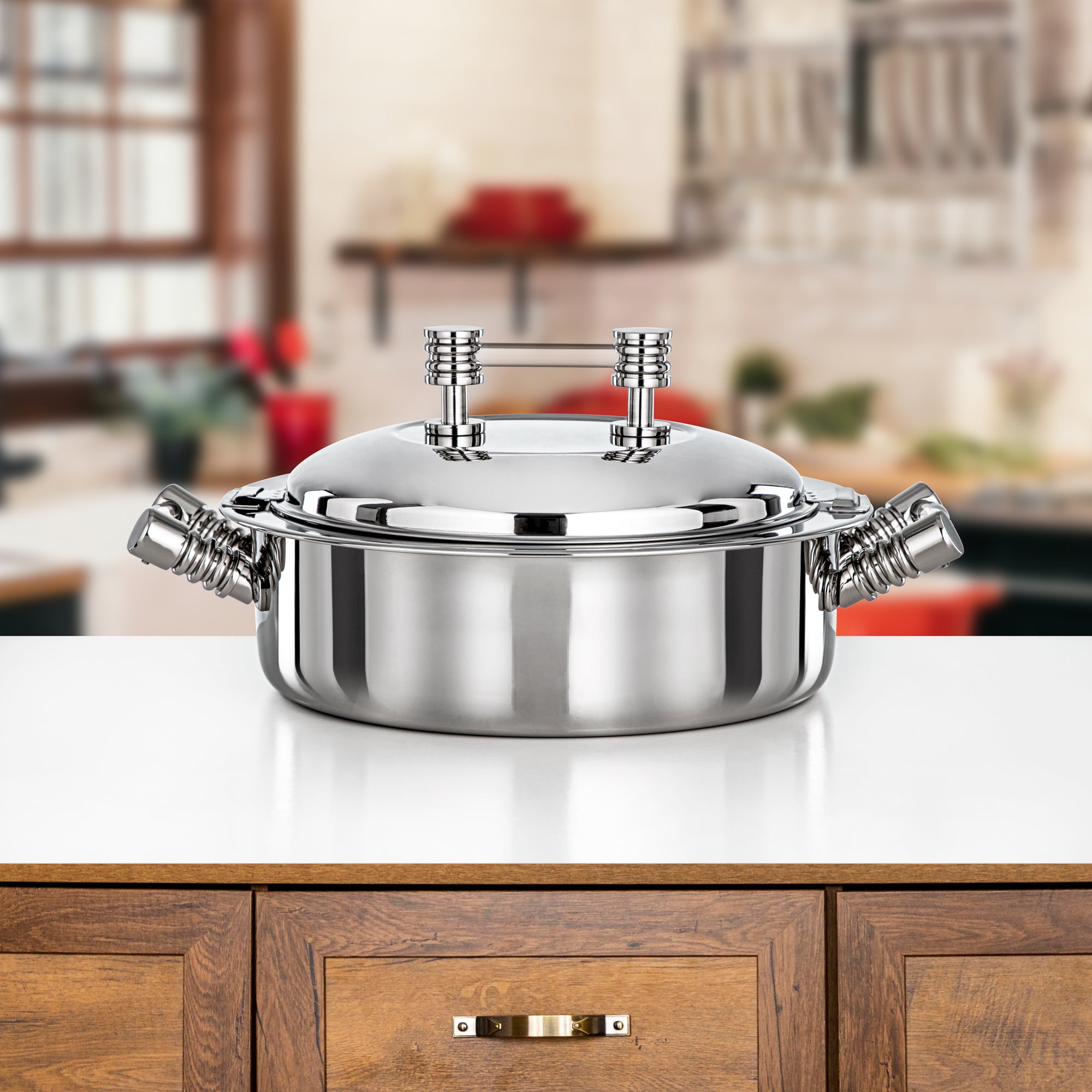 Almarjan Hot Pot Stainless Steel, Silver, Acrylic Handle 30CM (H25P12) - Areej Collection, Ramadan & Eid