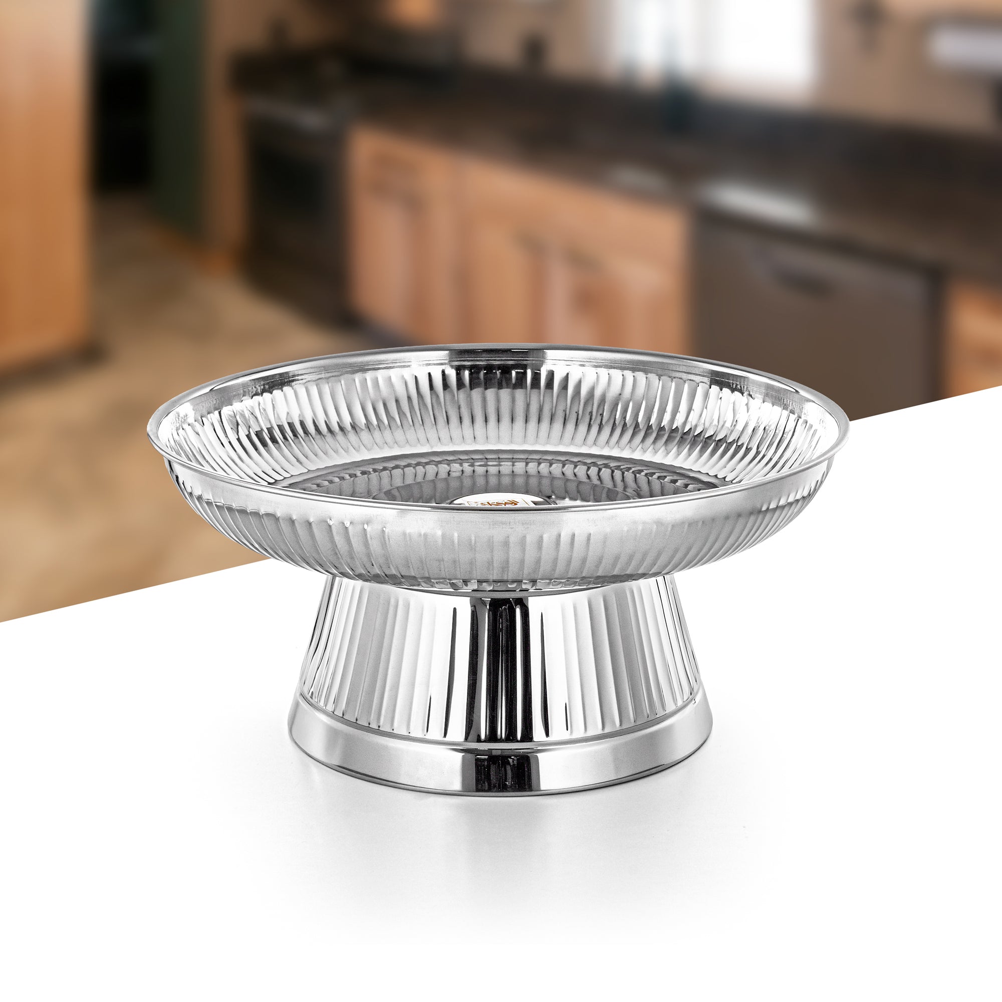 Almarjan Bread Tray with Stand 40cm Silver