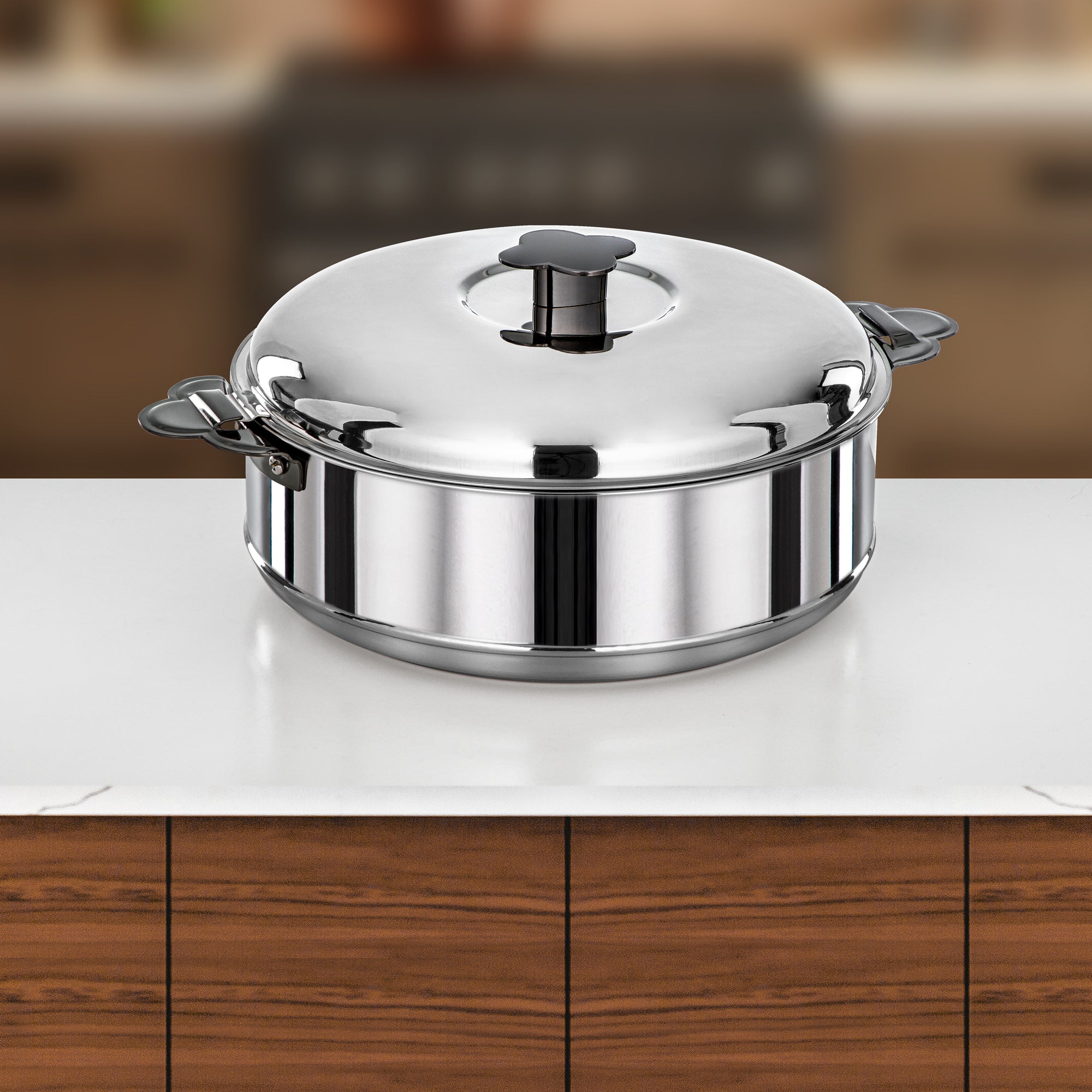 Almarjan Vida Hot Pot Set 3 Pieces 3.5L, 5L & 8L Silver & Gun Black