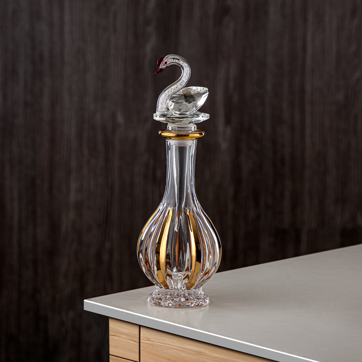 Almarjan Perfume Bottle 200ML (VR-D22-4-Golden) - Glass with Swan Knob | Swan Collection