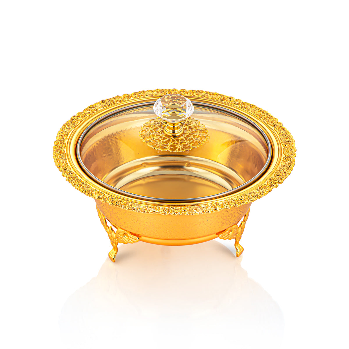 Almarjan 18 CM Date Bowl With Glass Cover Gold - 851-18 FGA