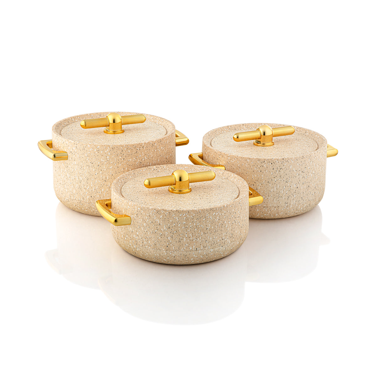 Forever Gold 3 Pieces Plastic Hot Pot Beige Granite & Gold - EF-BGR/G