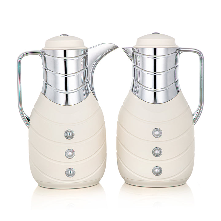 Almarjan 2 Pieces Vacuum Flask Set Ivory & Silver - FG203AB-100 MIV/C