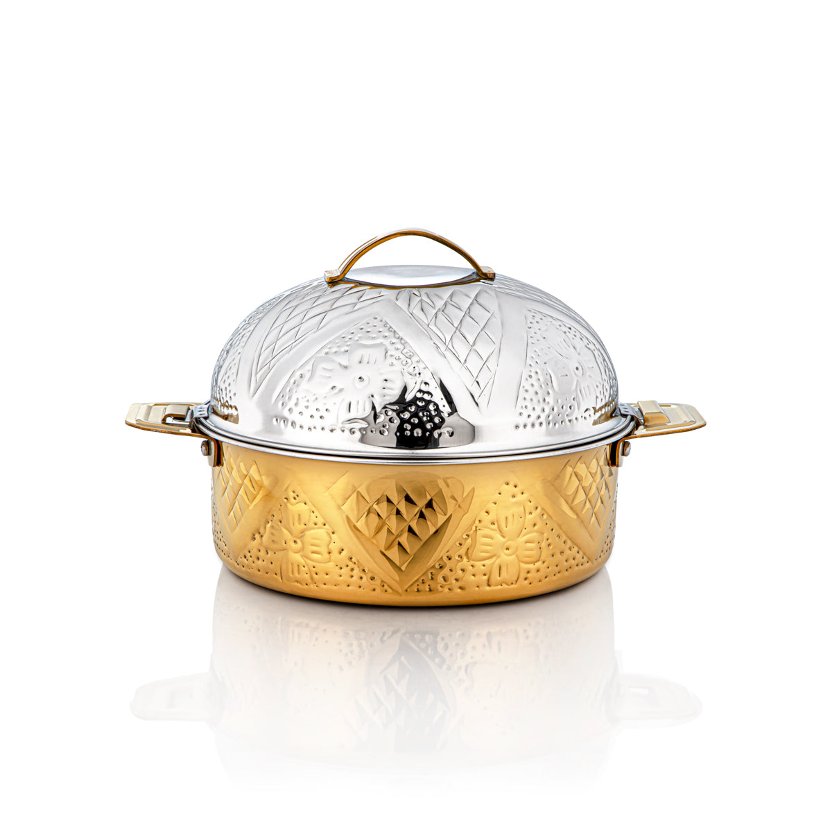 Almarjan 25 CM Qubba Collection Stainless Steel Hot Pot Silver & Gold - H22MG2