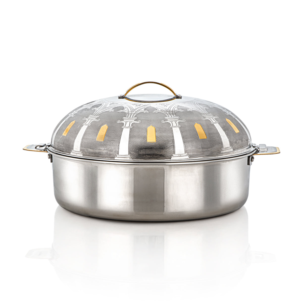 Almarjan 35 CM Qubba Collection Stainless Steel Hot Pot Silver & Gold - H22EPG8