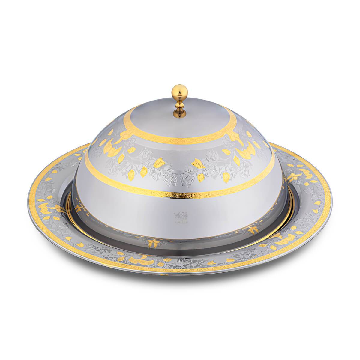 Almarjan 48 CM Carol Collection Stainless Steel Round Quzi Tray - STS2051141
